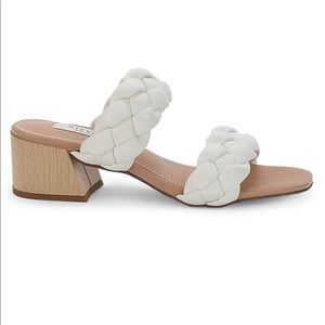 Steven Block Heel braided sandal ivory